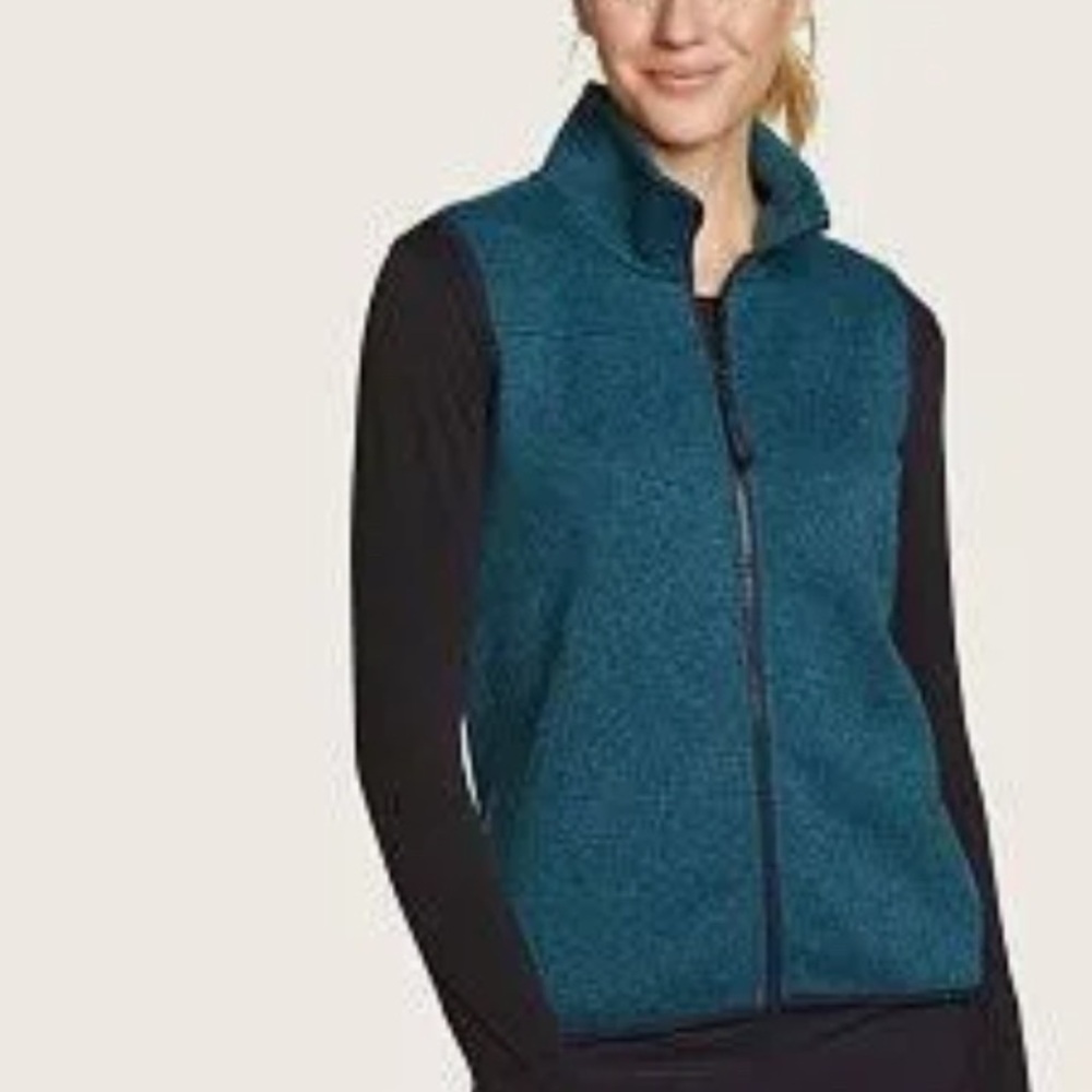 Eddie Bauer Full Zip Fleece Vest Heathered Teal Hiking Women's M